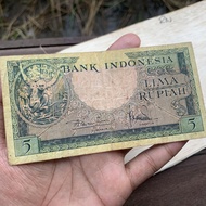 Uang Kuno 5 Rupiah Monyet 1957 VF Plus