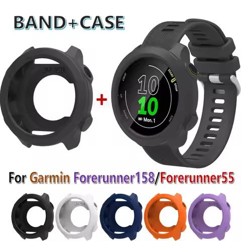 2 in1 Soft Cover Watch Case For Garmin Forerunner158/Forerunner55 Band Bracelet Strap Forerunner 158