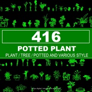 Autodesk | AutoCad 2025 | 416+ Plant/ Potted Plant set CAD BLOCK MATERIALS for Architectural Design