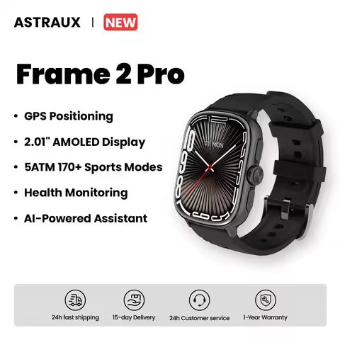 ASTRAUX Frame 2 Pro Smart Watch 2.01 inches AMOLED Display AI-Powered Assistant GPS Positioning