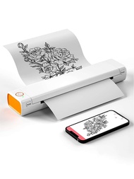 Phomemo 1入組m08f可隨身攜帶的無線印表機- M08f-letter 無線行動印表機,支援8.5" X 11"美國信紙,無墨水熱敏緊湊型印表機,適用於android和ios手機和筆記本電腦,黑色星期五禮物 | 白色和橙色