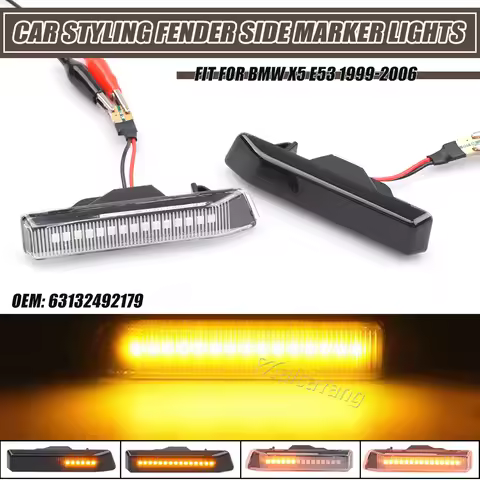 Car Front Wing Smoke Lens Dynamic LED Side Marker Repeater Indicator Light For BMW E36 M3 1997-1999 