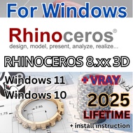 FOR WINDOWS - RHINOCHEROS 8.26 + VRAY 7.2 2025 - INSTALL INSTRUCTION + INSTALL SERVICE