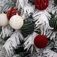 Bang 6Pcs Christmas Baubles for Holiday Celebration Stylish Christmas Tree Pendants Velvets Flocking
