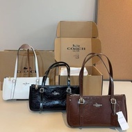 Asher Oil Wax Leather Underarm Bag Large Capacity Shoulder Handbag Genuine Leather Baguette Bag Bagu