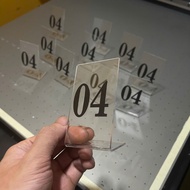UV Printed Transparent Mica Desk Number Plate – Table Number Standee for Restaurants and Cafes