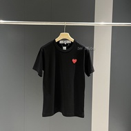 Kawajiu White Love T-shirt Female Couple Red Heart Embroidery Play Baoling Pure Cotton Short Sleeve 