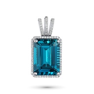 14K White Gold Pendant with Topaz and Lab-Created Diamonds