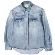 KITH NYC 25SS Webster Denim Shirt 25050060000710 M Medium Indigo เสื้อเชิ้ตยีนส์แขนยาวสไตล์เวสเทิร์น