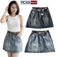 Women's a-line jean skirt with white horse embroidery and lining TC SHOP JEANS bigsize 55-90kg soft 