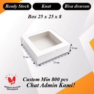 (10 pcs) 25 x 25 x 5 25 x 25 x 8 25 x 25 x 12 Cake Box Container IVORY Mica WindowPOLOS