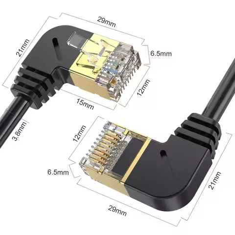 CAT7 Gigabit Home High-speed Computer Croadband Router RJ45 Cat 7 Cable 90-degree Right Angle Up, Do