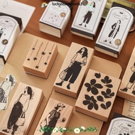 LUCKYSTOREGOODS Wood Stamp, Charming DIY Rubber Stamps,  Handmade Vintage Wooden Stamp DIY Scrapbook