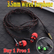 【Buy 1 Take 1】Universal 3.5mm Wired Earphone Stereo In-Ear Nylon Braid Cable Earphone Headset For Ip