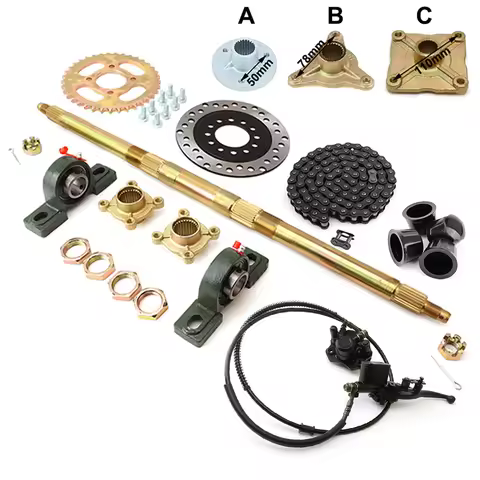 610/650/710/740mm Rear Axle Assy With 428# 37T Sprocket 140L Chain Hydraulic Brake For ATV Go kart U