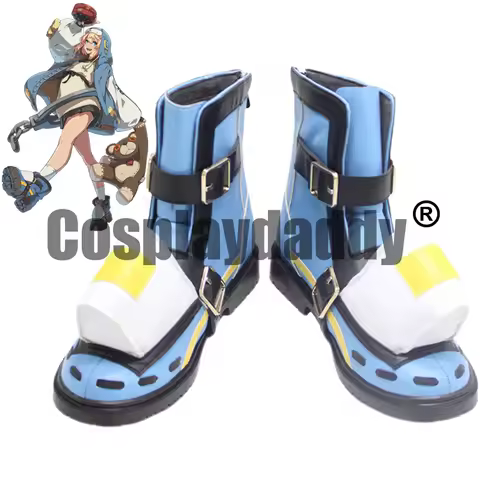 Guilty Gear Strive Bounty Hunter Bridget Cosplay Shoes Blue Short Boots