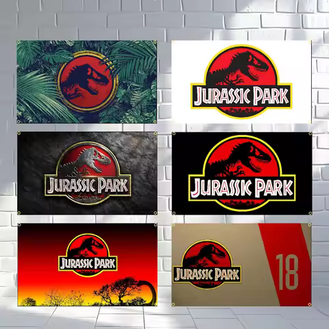 60x90cm 90x150cm Fashion Movie J-Jurassic Park Flag Polyester Printed Banner For Home Decoration