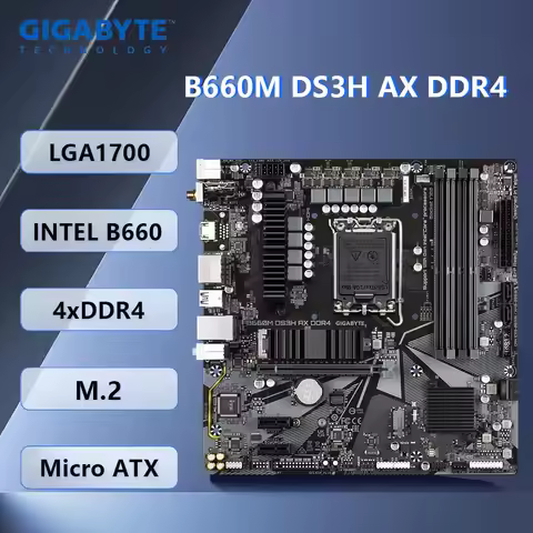 GIGABYTE B660M DS3H AX DDR4 Motherboard LGA1700 128 GB Wi-Fi 6 M.2 Micro ATX support Core I9-13900 1