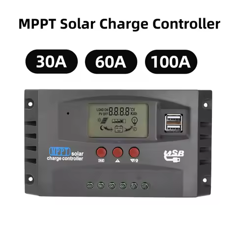 MPPT Solar Charge Controller 30A 60A 100A with Load/Dual USB /LCD 12V 24V Auto Solar Panel Charger R