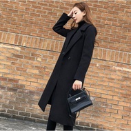 Coat Mid-Length Windbreaker S-2XL Korean Version Slim-Fit Slimmer Look Woolen Black T613A.6856 Chubb
