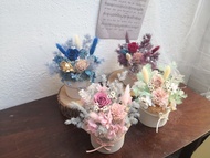 永生玫瑰盆花 乾燥玫瑰色 復古莓果粉永生花盆 薰衣草奶茶 淡紫色