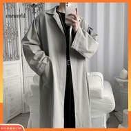 Oneworld| Breathable Men Coat Comfortable Polyester Trench Coat for Men Stylish Lapel Trench Coat fo