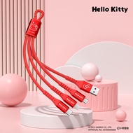 (25cm)สาย Sanrio Hello Kitty ของแท้100% 3 In 1สายชาร์จชาร์จเร็ว Kuromi สาย USB Type C สาย USB เคเบิลไมโคร USB ฟ้าผ่าสำหรับ IOSAndroid Smartphoneหูฟังเอียบัดไร้สายของขวัญวันเกิด AQ8 Cinnamoroll