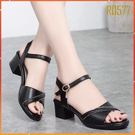 Giày cao gót nữ đẹp đế vuông 5 phân hai màu đen da g125