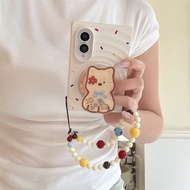 Colorful Letters Pattern Magnetic Bracket Phone Case For Samsung Galaxy Z Fold 8 Cover With Bracelet