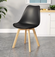 文記 - 簡約靠背實木腿塑料椅子(黑色鬱金香椅)(尺寸:43*43*81CM)#M209012506