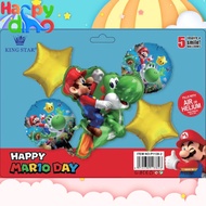 Mario Green 5 in 1 Foil Balloon Set Child Kids Birthday Party Decoration Happy Dino Party Needs