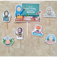 cake topper hiasan kue tema Selamat Hari Guru Nasional edisi Hijab