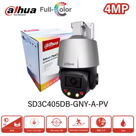 Dahua 4MP PTZ Camera 5x Optical Zoom Full Color Security Camera IR 50m Two-way Talk Perimeter Protec