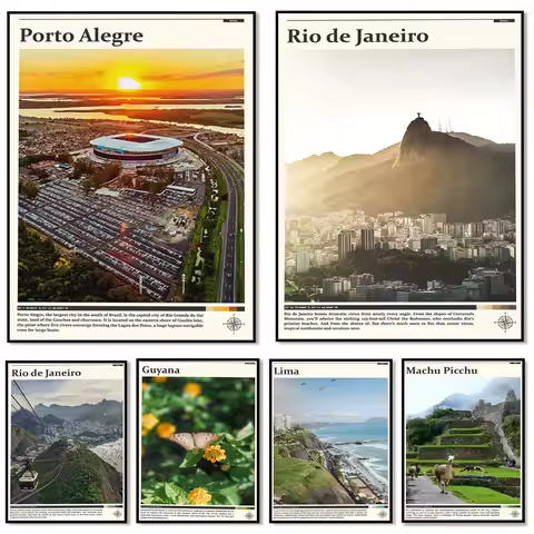 Guyana, Machu Picchu, Peru, Porto Alegre, Rio de Janeiro, Cali, Brazil, Venezuela, Medellin, Lima, S