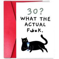 1Pc Funny 30th Birthday Card | Cat Lover Humor | "30th Birthday? Really?" Satirical Card | Black Cat