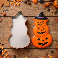 [WX] Candy Container with Lid Halloween Theme Stacked Pumpkin Witch Hat Secure Seal Vibrant Orange B