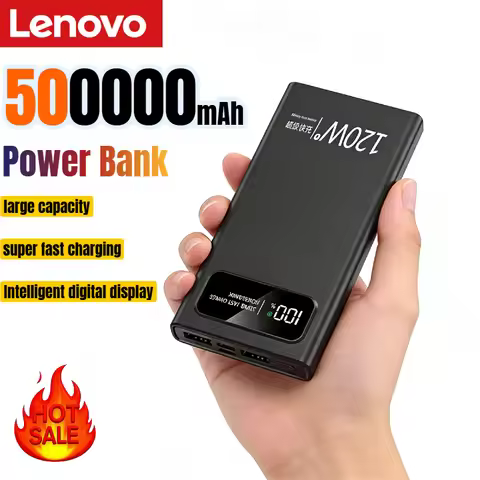 Lenovo 500000mAh Power Bank Super Fast Charging High Capacity Battery Digital Display Power Bank For