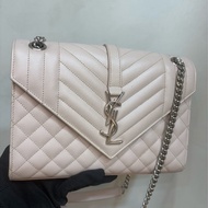 Ysl saint laurent envelop  雙鏈信封包 斜背包 粉色