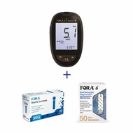 Fora 6 多功能血糖機 + Fora三合一(血糖/血比容/血紅蛋白)試紙(50張)+採血針(滅菌) 50支
