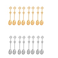 【AiBi Home】-8PCS Stainless Steel Coffee Cake Spoon Crown Cake Spoons Small Teaspoon for Ice-Cream, Soup, Salt, Sugar