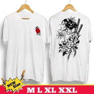 New Fashion Men's T-Shirt Samurai Floral Distro Geisha El016 White
