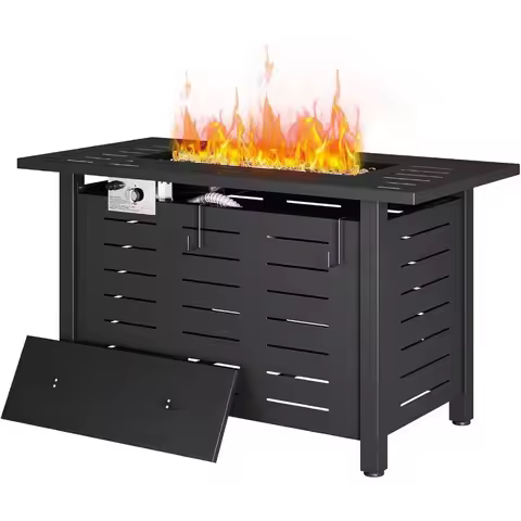 Aoxun 41 Propane Fire Pit Table– 50,000 BTU Outdoor Gas Fire Pits with Removable Lid & Waterproof Co