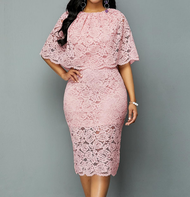 W&PA Gown for ninang Wedding Plus Size Summer Dress for Women Round Neck Lace Cutout Female Elegant 