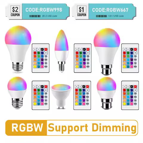 LED RGB Lamp Spotlight Bulb E27 E14 GU10 B22 AC120 AC220V Bombillas LED 6W 10W IR Remote Control Led