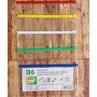 MAP ZIPPER POCKET A6 B6 SMALL ZIP ZIPPER PENCIL CASE TRANSPARENT PLASTIC COLOR CLIP
