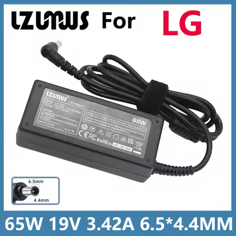 LZUMWS 65W Charger for LG Monitor 19V 3.42A 6.5x4.4mm Adapter for LG 19" 20" 22" 23" 24" 23" 27" 32"