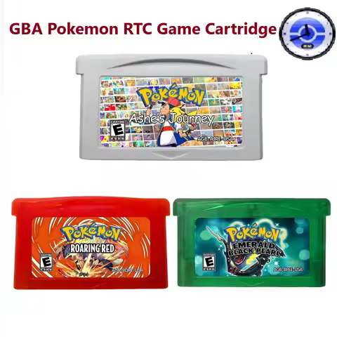 GBA RTC English Game Cartridge,Pokemon Roaring Red ，Black Pearl Emerald，Ashes Journey， GBA Flash Gam
