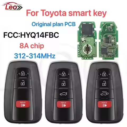 Leo FCC ID:HYQ14FBC 312-314MHz 8A-chip 0351-original plan PCB P4:AAAA/A9A9 Smart remote key for Toyo