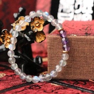 原礦天然拉長石手珠 6mm 紫水晶隔珠 客製化串珠飾品 手鍊 beads