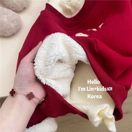 Korean Pants Two-Piece Suit Baby Boy Autumn Winter Version cod Red Sweater Children Plus New Year's 